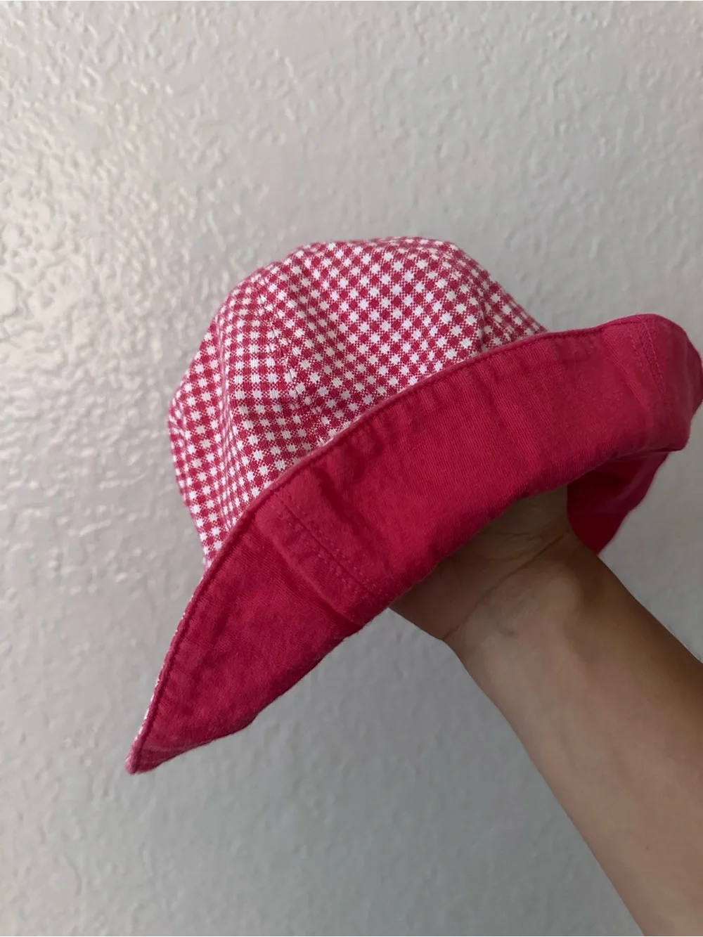 Uniqlo Red and White Gingham Baby Bucket Hat